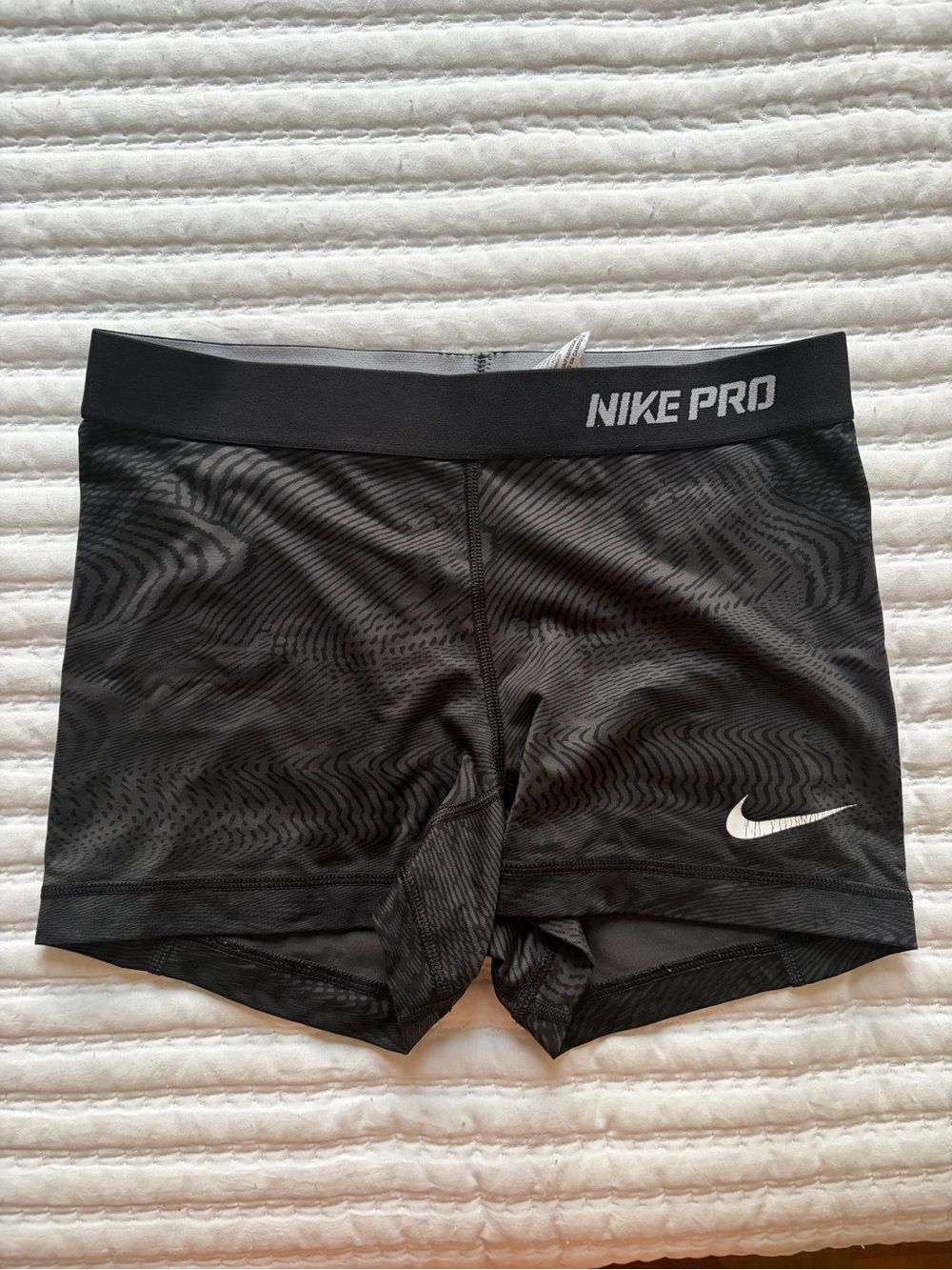 Nike Pro Black/Grey Athletic Shorts with White Swoosh